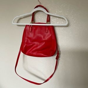 Bright red Coach medium size crossbody satchel